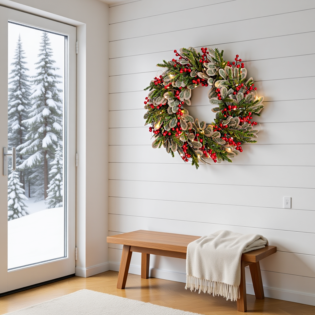 Weihnachtskranz 40 cm – Türkranz mit Beeren & Tannenzweigen