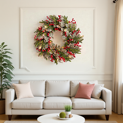 Weihnachtskranz 40 cm – Türkranz mit Beeren & Tannenzweigen