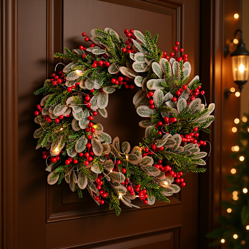 Weihnachtskranz 40 cm – Türkranz mit Beeren & Tannenzweigen