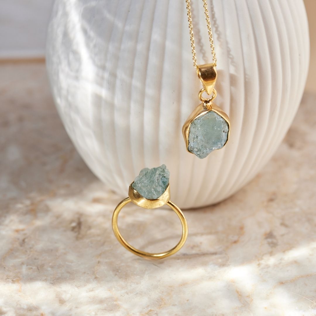 Gaia Aquamarin Golden Set