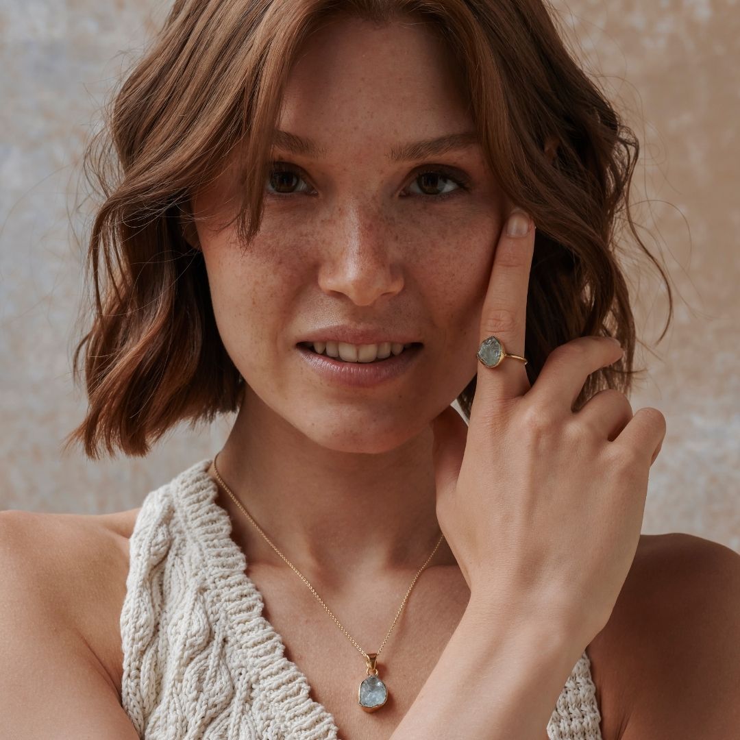 Gaia Aquamarin Golden Set