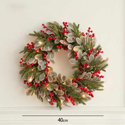 Weihnachtskranz 40 cm – Türkranz mit Beeren & Tannenzweigen