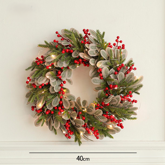 Weihnachtskranz 40 cm – Türkranz mit Beeren & Tannenzweigen